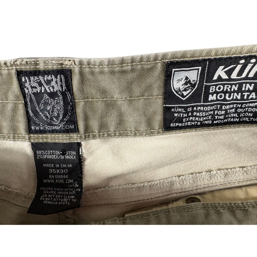 Kuhl Rydr Pants Mens 35x30 Olive Green Cotton Vintage Patina Dye Straight Leg - Picture 4 of 7